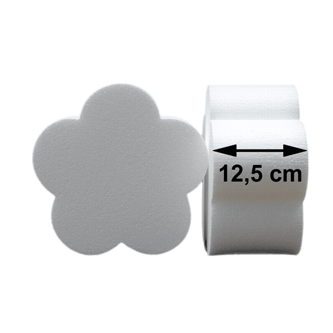Polistirolo torta Diametro 30 fiore 5 petali di 12,5 cm di altezza