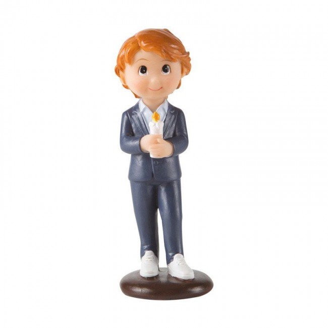 Comunione figura decorativa - Ragazzo con candela 10cm