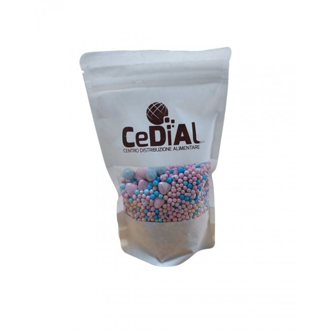 MIX DECORAZIONI FESTIVAL ROSA E CELESTE GR.500