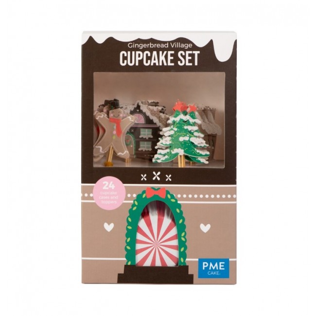 Set per Cupcake - Villaggio di Natale - conf. con 24 pirottini e Toppers