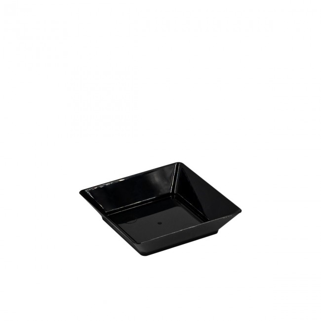 Vassoio small plate da 42cc dimensioni cm 6.5x6.5 bianco, nero e trasparente confezione da 25 pz