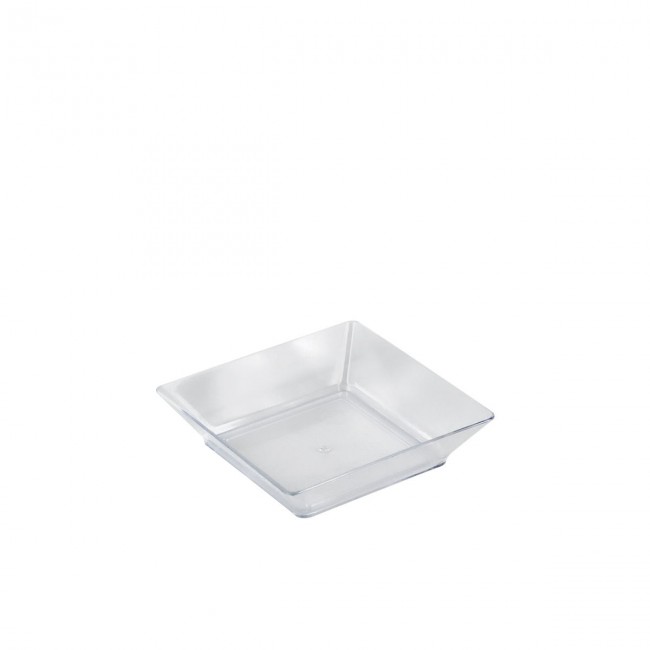 Vassoio small plate da 42cc dimensioni cm 6.5x6.5 bianco, nero e trasparente confezione da 25 pz