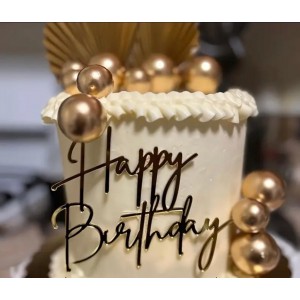3 pezzi Scritta oro Happy Birthday 15x15cm 