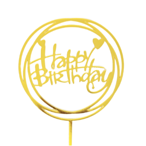 Stencil Happy Birthday Rotondo Oro 