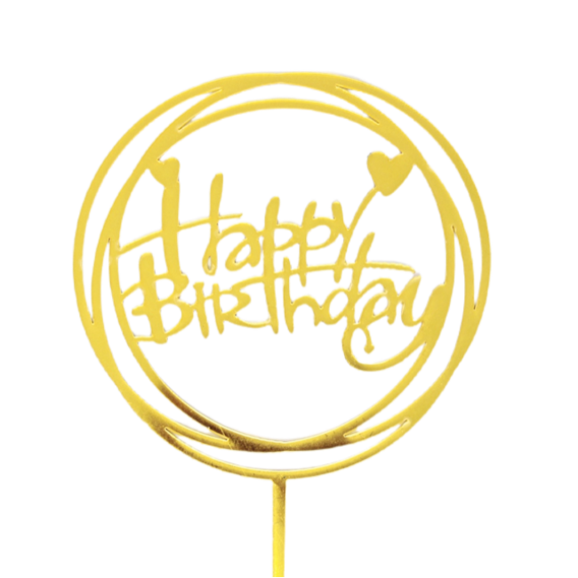 Stencil Happy Birthday Rotondo Oro