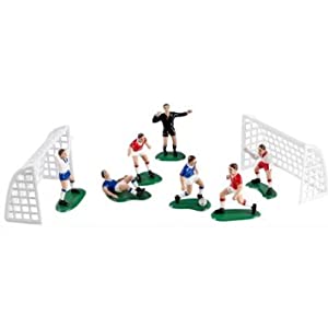 Set calcio per torta 2 porte da calcio 6 giocatori e un arbitro Set calcio per torta 2 porte da calcio 6 giocatori e un arbitro