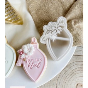 Taglia biscotto e timbro Pallina di Natale fiorita