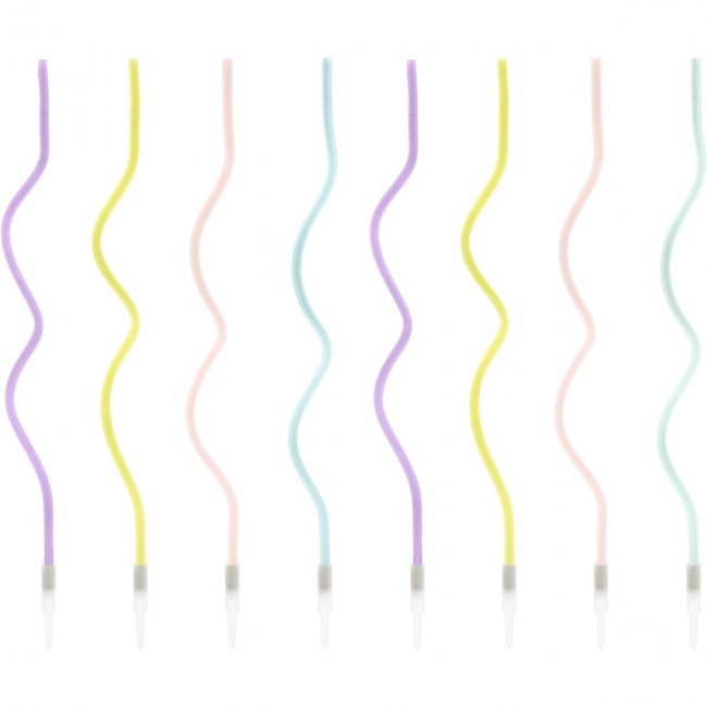 Candele Curl Birthday Candles Curl Pastel Mix 14cm pk/8
