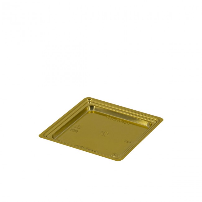 Vassoio quadrato oro cm 9x9 da 100 pezzi Vassoio quadrato oro cm 9x9 da 100 pezzi