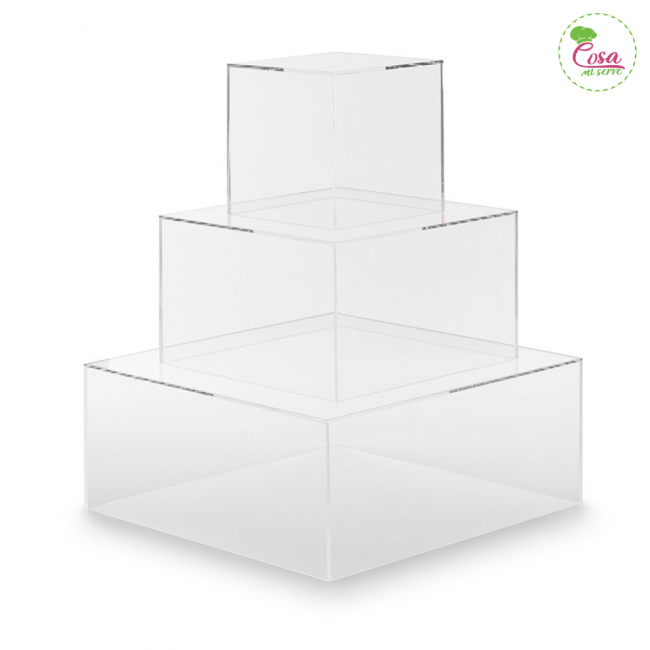 Alzata trasparente quadrato 33  altezza 15