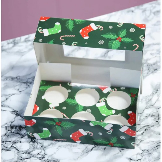 Scatola per Cupcake - Calze di Natale Scatola per Cupcake - Calze di Natale