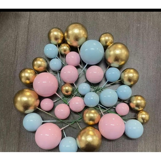 21 pezzi Sfere Rosa, Azzurro e oro