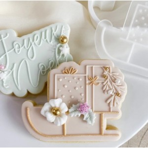 Taglia biscotto + timbro Slitta fiorita 