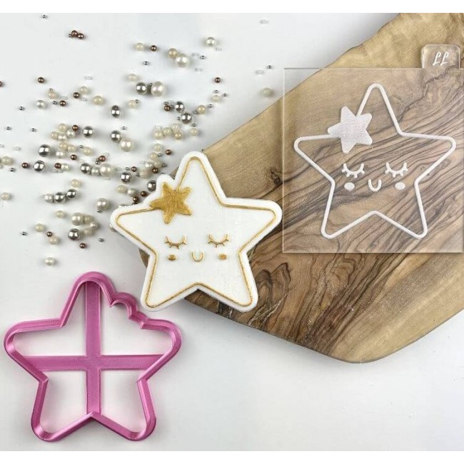 Stampo biscotto + tagliabiscotto Star Baby Shower Cookie Cutter e Goffratore