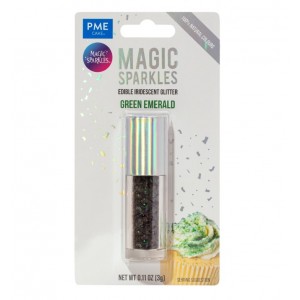 Magic Sparkles, glitter iridescente commestibile –  Verde smeraldo  (3 g)
