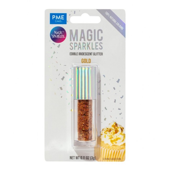 Magic Sparkles, glitter iridescente commestibile –  Oro (3 g)