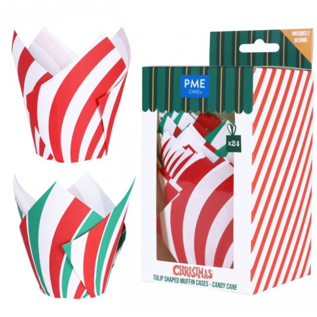 Stampini per muffin con tulipani di Natale PME - Candy (confezione da 24)