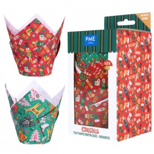 Stampini per muffin con tulipani di Natale PME - Incantati (confezione da 24)