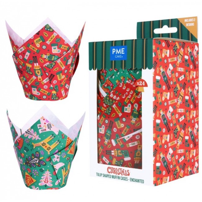 Stampini per muffin con tulipani di Natale PME - Incantati (confezione da 24) Stampini per muffin con tulipani di Natale PME - Incantati (confezione da 24)