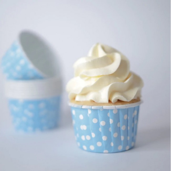Sweet Stamp Baking Cups 24pk - BLUE POLKA