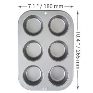 Teglia Antiaderente in acciaio al carbonio per 6 Cupcakes o Muffin