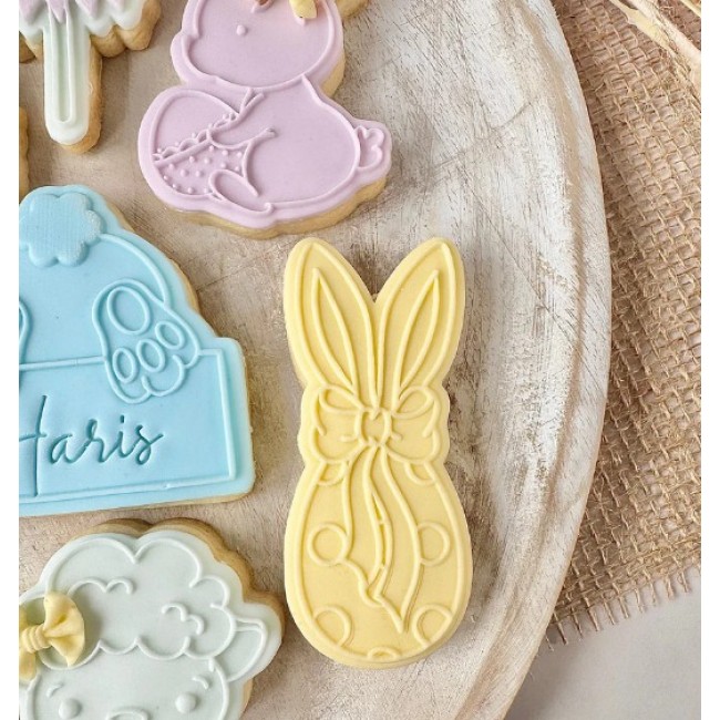 Stampo + Tagliabiscotti Uovo di Pasqua, Orecchie e Fiocco