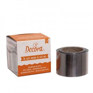 Bobina in PVC per alimenti Decora h 4 cm x 10 metri, non adatta alla cottura. Bobina in PVC per alimenti Decora h 4 cm x 10 metri, non adatta alla cottura.