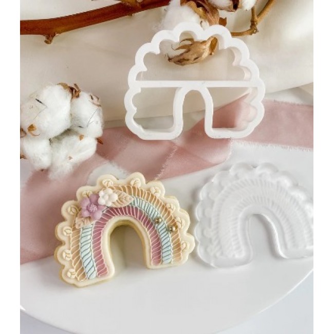 Taglia biscotto + timbro Arcobaleno in macramè