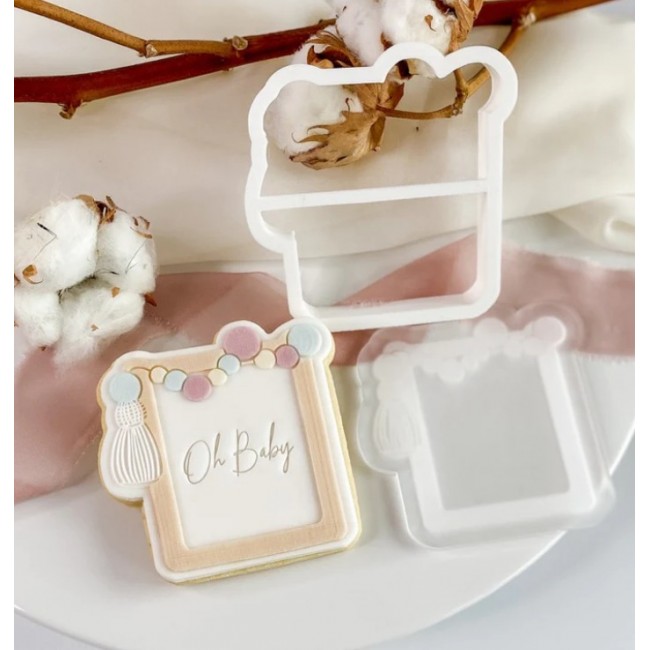 Taglia biscotto e timbro in cornice Pannello di nappe + tagliabiscotti Taglia biscotto e timbro in cornice Pannello di nappe + tagliabiscotti