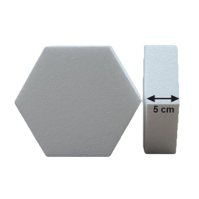 Polistirolo esagonali con bordi smussati di 5 cm di altezza diametro 20