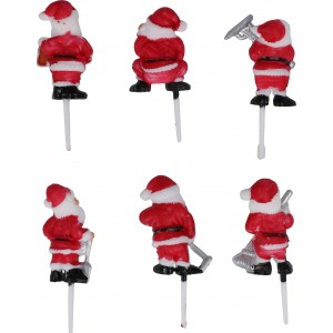 Babbo Natale a stecco in plastica 6 pezzi 