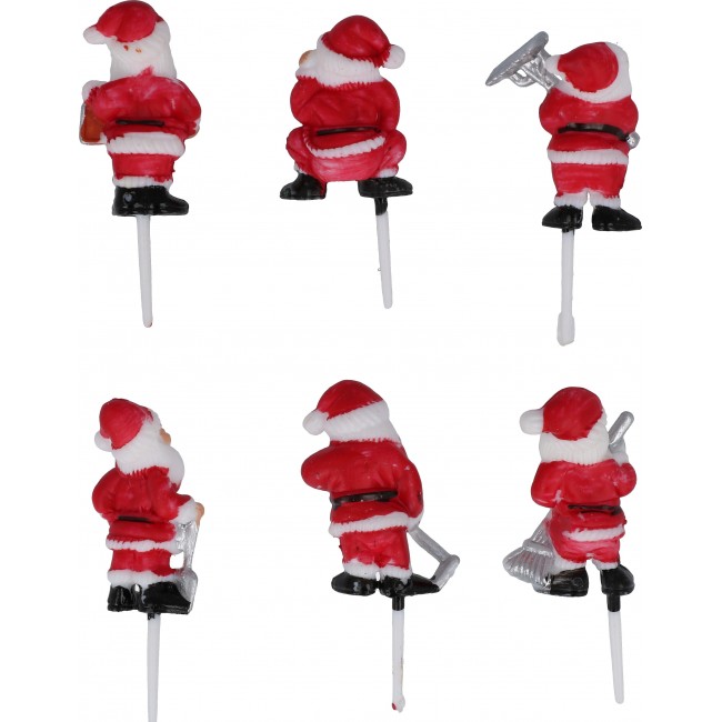 Babbo Natale a stecco in plastica 6 pezzi