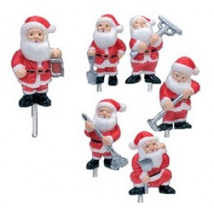 Babbo Natale a stecco in plastica 6 pezzi 