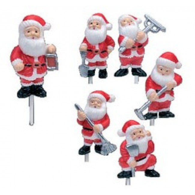 Babbo Natale a stecco in plastica 6 pezzi