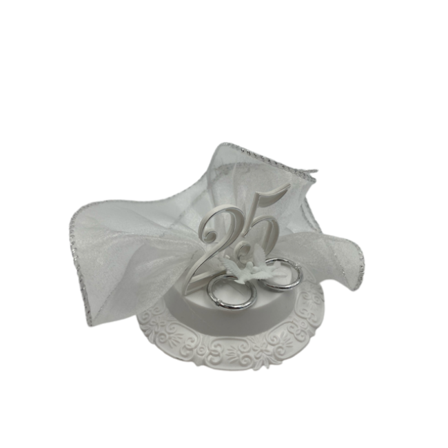 Anniversario 25° di matrimonio nozze d'argento h cm 9