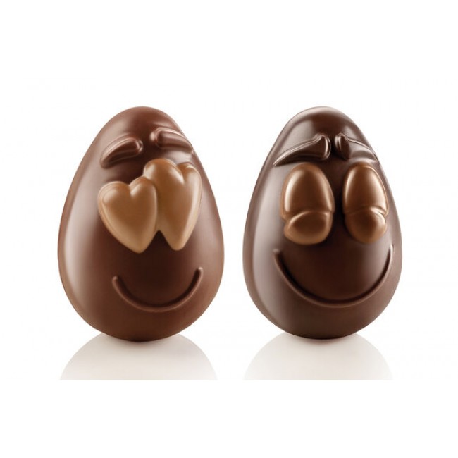 SMILING EGGS - KIT 2 THERMOFORMED MOULDS FOR CHOCOLATE 82X77 H 107 MM