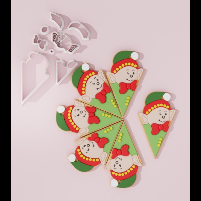 Set di taglierina per biscotti del piatto degli elfi di Natale