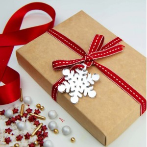 Targhetta Argento Fiocco di Neve 