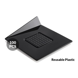 Vassoi riutilizzabili in plastica Quadrato 100 pz Nero Square 83x83mm