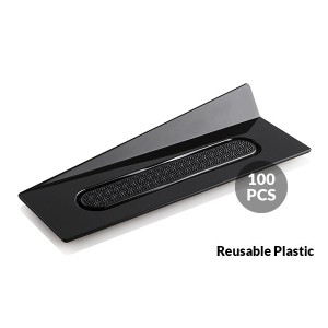 Vassoi riutilizzabili in plastica 100 pz Nero Rettangolare