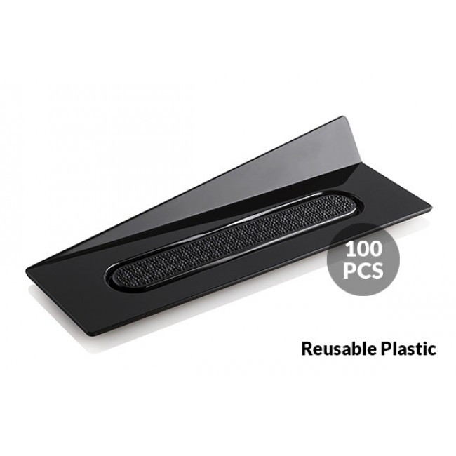 Vassoi riutilizzabili in plastica 100 pz Nero Rettangolare