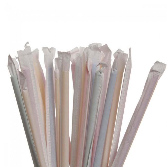 Cannucce multicolore dritte imbustate singolarmente confezione da 200 pz. Cannucce multicolore dritte imbustate singolarmente confezione da 200 pz.