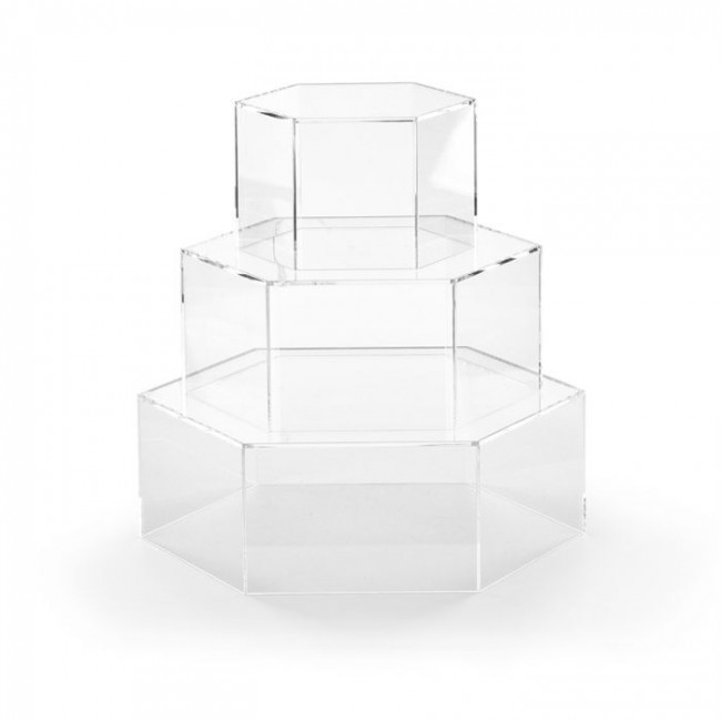 Alzata trasparente esagonale  24  altezza 10