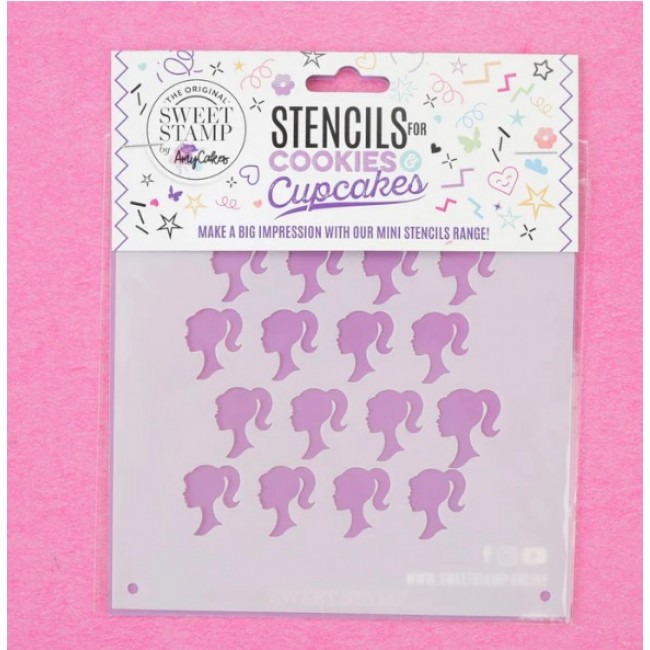 Mini Cookie & Cupcake Stencil - Doll Silhouette