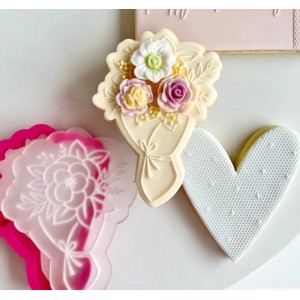 Taglia biscotto + timbro Bouquet di fiori + tagliabiscotti