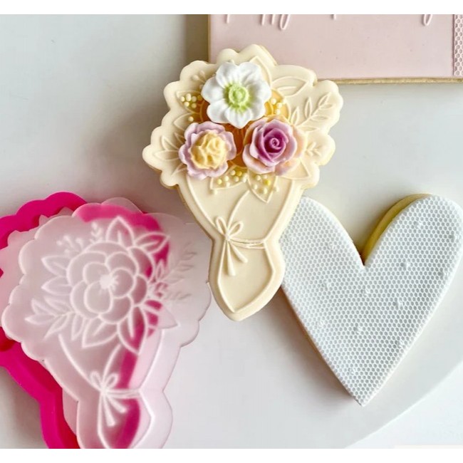 Taglia biscotto + timbro Bouquet di fiori + tagliabiscotti