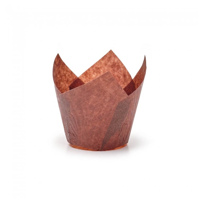 Pirottino tulip cup da cottura in carta bianco e marrone 35 mm confezione da 150 pz