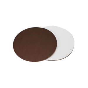 Vassoio sottotorta in cartone rotondo per torte in due colori Bianco/Marrone  diam. 30 bordo liscio confez. da 5 