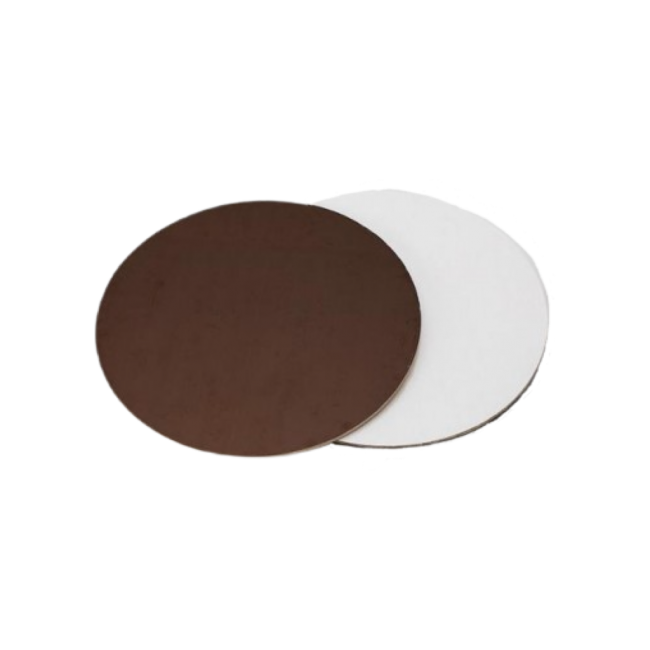 Vassoio sottotorta in cartone rotondo per torte in due colori Bianco/Marrone  diam. 30 bordo liscio confez. da 5