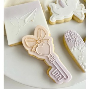 Stampo biscotto + timbro Chiave del mio cuore + stampino per biscotti